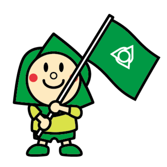 旗を持つマスコットキャラクターゆたか